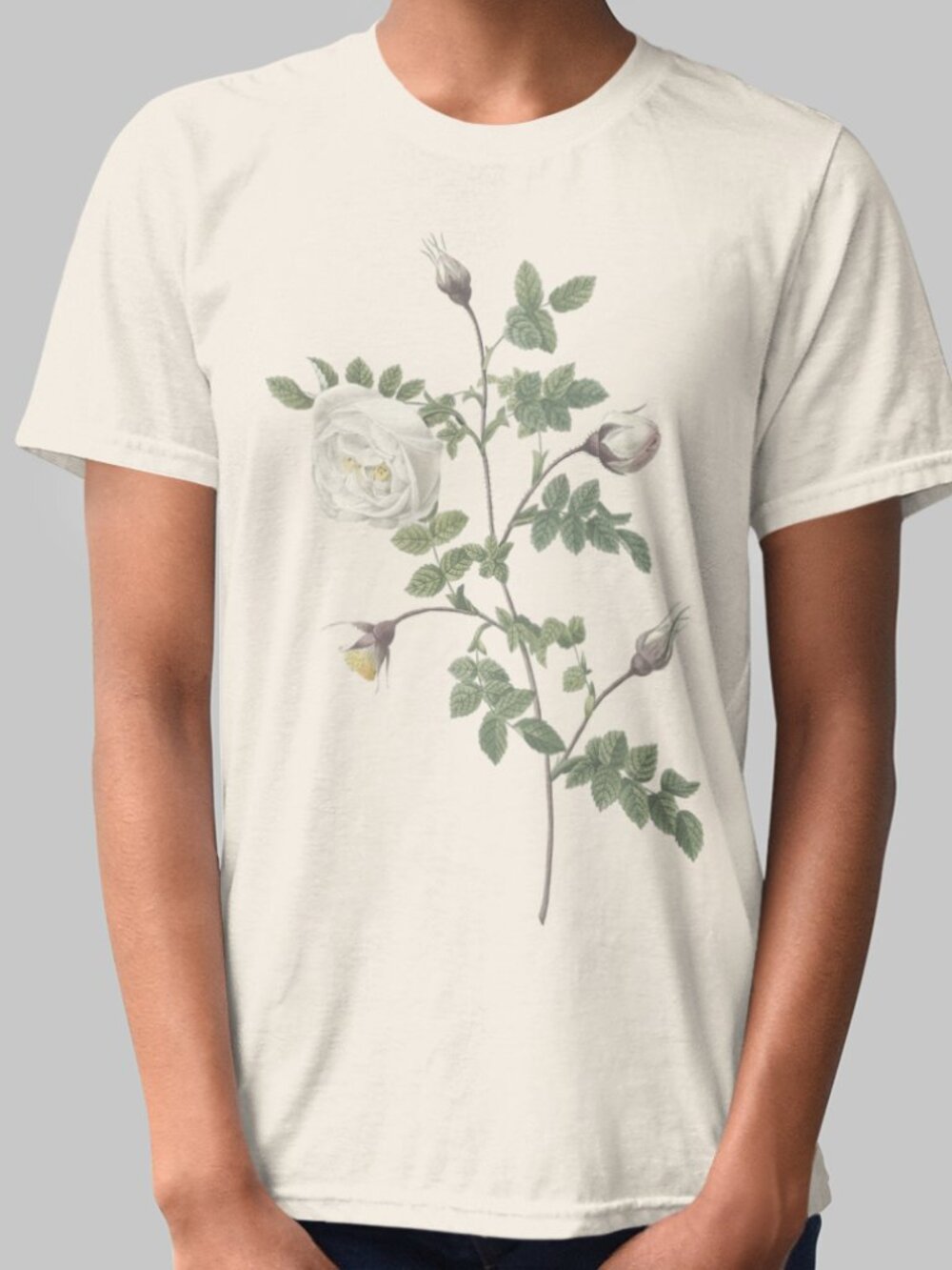 Rose Vintage Floral Print Short Sleeve Graphic Tee T-shirt S-XXL